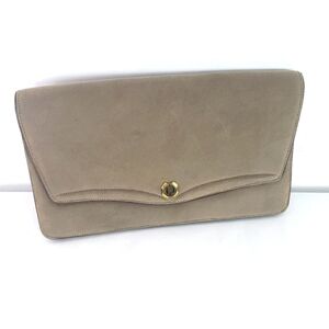 Jane Brak Paris olive green brown suede clutch